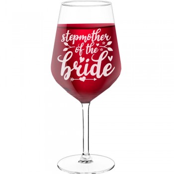 18Th Birthday Wine Glass With Engraved Text - "Stepmother Of The Bride 2', Birthday Gift Idea, Size 530ml