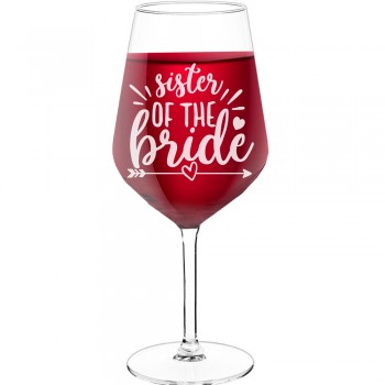 50Th Wine Glass With Engraved Text - "Sister Of The Bride 1", Gifts for Wine Lovers, Size 530ml