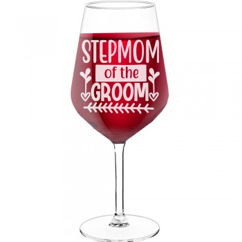 Pretty Wine Glass With Engraved Text - "Stepmom Of The", Gifts for Wine Lovers, Size 530ml