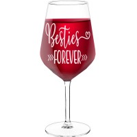 Personalised Wine Glass With Engraved Text - "Besties Forever", Gift for Wine Lover, Size 530ml
