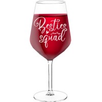 Large Wine Glass With Engraved Text - "Besties Squad", Wine Lover Gifts, Size 530ml
