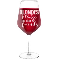 Dzimšanas Dienas Vīna Glāze ar Uzrakstu - "Blondes Make The Best Friends-01", Dzimšanas Dienas Dāvanas Ideja, Izmērs 530ml