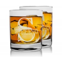 2 Pcs. Personalized Whisky Glass, Engraved Monogram Rocks Cocktail Glass 275ml