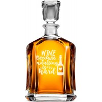 Hermētiska Burbona Karafe ar Uzrakstu - "Wine Because Adulting" ,Dāvana Vīrietim No Draudzenes, Izmērs 700Ml