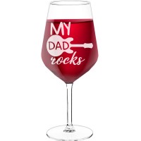 Large Wine Glass With Engraved Text - "My Dad Rocks", Wine Lover Gifts, Size 530ml