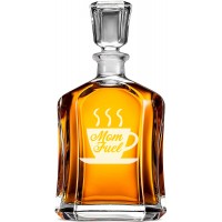 Hermētiska Burbona Karafe ar Uzrakstu - "Mom Fuel" ,Dāvana Vīrietim Tēva Diena, Izmērs 700Ml