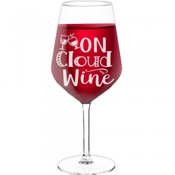 Engraved Wine Glass With Engraved Text  "On Cloud Wine", Size 530ml
