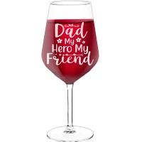 30Th Wine Glass With Engraved Text - "Dad My Hero My Friend", Best Friend Gift, Size 530ml
