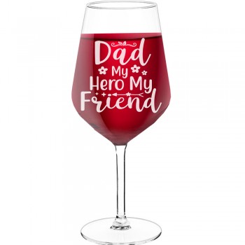 30Th Wine Glass With Engraved Text - "Dad My Hero My Friend", Best Friend Gift, Size 530ml