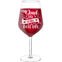 Large Wine Glass With Engraved Text - "Dad Life Is The Best Life", Wine Gift Idea, Size 530ml