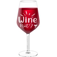 Novelty Wine Glass With Engraved Text  "Wine Not", Size 530ml