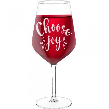 Dzimšanas Dienas Vīna Glāze ar Uzrakstu - "Choose Joy", Dzimšanas Dienas Dāvanas Ideja, Izmērs 530ml