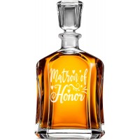 Hermētiska Burbona Karafe ar Uzrakstu - "Matron Of Honor" ,Dāvan Idejaa Vīrietim, Izmērs 700Ml