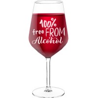 Wine Glass For Men With Engraved Text  "100% Free", Size 530ml
