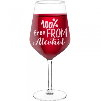 Wine Glass For Men With Engraved Text  "100% Free", Size 530ml