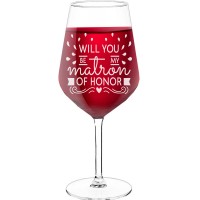 Wine Glass With Engraved Text - "Will You Be My Matron Of Honor", Fiend Gift, Size 530ml