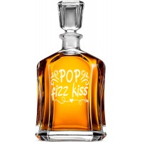Tekilas Dekanteris ar Uzrakstu - "Pop Fizz Kiss" ,Dāvana Vīrietim Dzimšanas Dienā Unikāla 50, Izmērs 700Ml