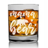 Gift For Men Birthday Unique 50 Fathers Day Whiskey Glass 270ml With Engraved Text : "Mama Bear"
