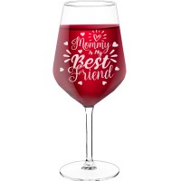 Wine Glass With Engraved Text - "Mommy Is My Best Friend", Wine Gift Idea, Size 530ml