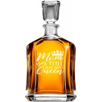 Alkohola Dekanteris ar Uzrakstu - "Mom A Title Just Above Queen" ,Dāvana Vīrietim Dzimšanas Dienā Unikāls 40, Izmērs 700Ml