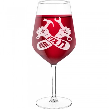 Best Friend Wine Glass With Engraved Text - "Mr Fix It", Wine Lover Gifts, Size 530ml