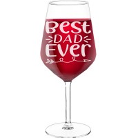 Best Friend Wine Glass With Engraved Text - "Best Dad Ever ", Best Friend Gift, Size 530ml