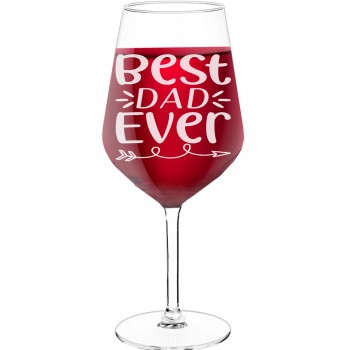 Best Friend Wine Glass With Engraved Text - "Best Dad Ever ", Best Friend Gift, Size 530ml
