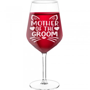 Sarkanvīna Glāzes ar Uzrakstu - "Mother Of The Groom 7", Oriģināla dāvana dzimšanas dienā, 530ml