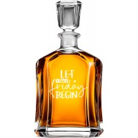 Airtight Whiskey Decanter With Engraved Text -"Let The Friday Begin", Mens Birthday Gift, Size 700ml