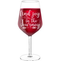Wine Glass With Engraved Text - "Find Joy In The Journey", Funny Wine Gift, Size 530ml