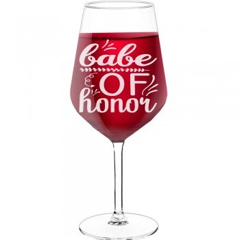 Red Wine Glass With Engraved Text - "Babe Of Honor", Gifts for Wine Lovers, Size 530ml