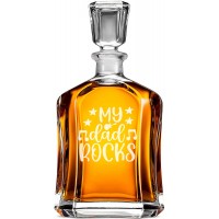 Degvīna Dekanteris ar Uzrakstu - "My Dad Rocks " ,Smieklīga Ziemassvētku Dāvana, Izmērs 700Ml