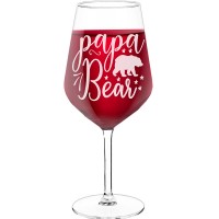 Birthday Wine Glass With Engraved Text - "papa bear ", Gift for Wine Lover, Size 530ml