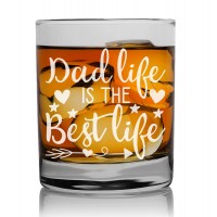 Gift For Men Birthday Unique Under 30 Personalised Whisky Glass 270ml With Engraved Text : "Dad Live Is The Best Live"