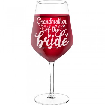 30Th Wine Glass With Engraved Text - "Grandmother Of The Bride 3", Funny Wine Gift, Size 530ml