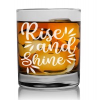 40. Dzimšanas Dienas Dāvana Vīriešiem  ar Gravējumu - "Rise And Shine" ,Tēvu dienas dāvanas Viskija glāze 270ml