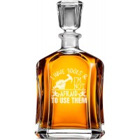 Whiskey Decanter Airtight With Engraved Text -"I Have Tools I'M Not Afraid To Use Them", Mens Bithday Gift, Size 700ml