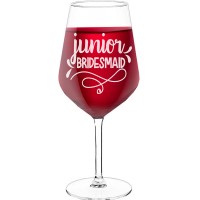 Engraved Wine Glass With Engraved Text - "Junior Bridesmaid", Best Friend Gift, Size 530ml