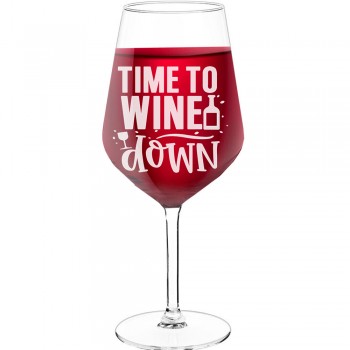 18Th Birthday Wine Glass With Engraved Text  "Time To Wine Down", Size 530ml