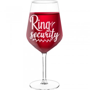 18Th Birthday Wine Glass With Engraved Text - "Ring Security 3", Funny Wine Gift, Size 530ml