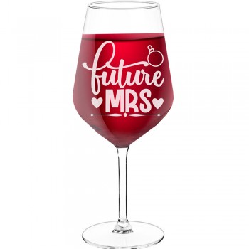 Wine Glass With Engraved Text - "Futuree Mrs", Fiend Gift, Size 530ml