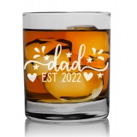 Birthday Gift For Men Over 60 Rum Glass 270ml With Engraved Text : "Dad Est. 22 "