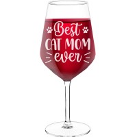 With Engraved Text - "Best Cat Mom Ever", Wine Gift Idea, Size 530ml