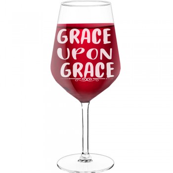 30Th Wine Glass With Engraved Text - "Grace Upon Grace 2", Gift for Woman, Size 530ml