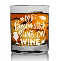 Gift For Men Travelers Personalised Glass For Men 270ml With Engraved Text : "My Broomstick"