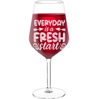 30Th Wine Glass With Engraved Text  "Everyday Is A Fresh Start", Wine Glass Size 530ml