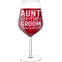 Personalised Wine Glass With Engraved Text - "Aunt Of The Groom", Wine Glass as a Gift, Size 530ml