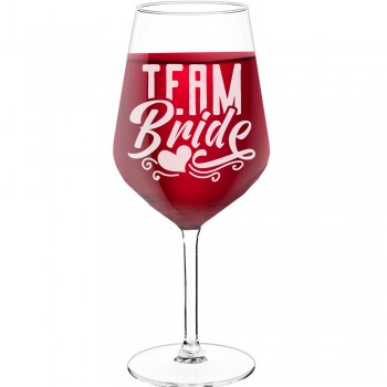 Wine Glass Engraved With Engraved Text - "Team Bride 2", Fiend Gift, Size 530ml