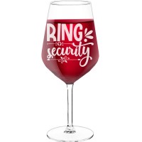 Personalised Wine Glass With Engraved Text - "Ring Security", Wine Glass as a Gift, Size 530ml