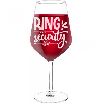 Sarkanvīna Glāzes ar Uzrakstu - "Ring Security 6", Dāvana Draugam, Tilpums 530ml